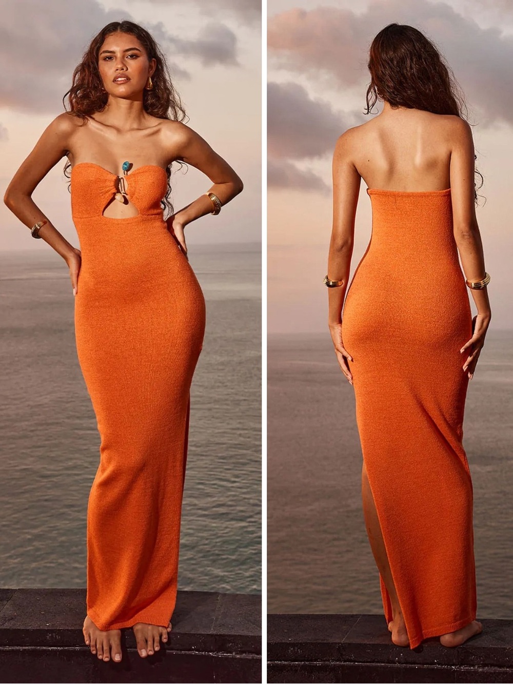 Runaway The Label Luna Midi Dress In Orange